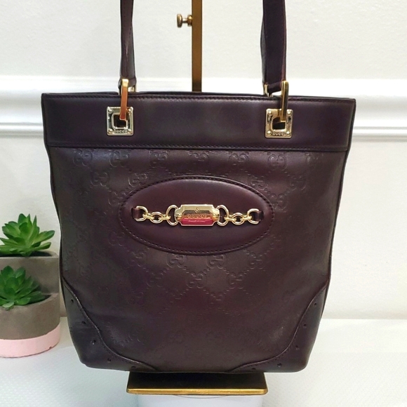 GUCCI PUNCH TOTE GUCCISIMA LEATHER G EMBOSSED 🤎🤎🤎🤎 - Picture 1 of 16